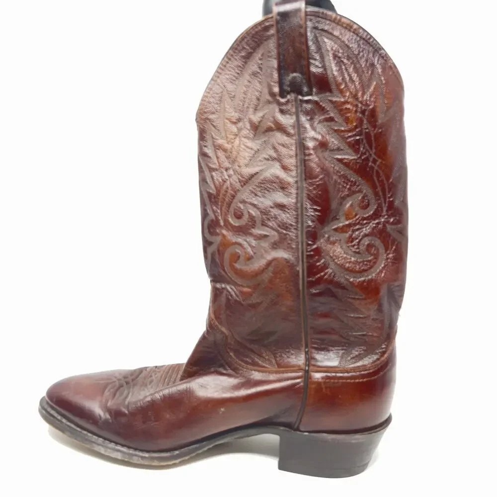 DAN POST Size 10 D Tall Western Men's Leather Brown Cowboy Boots 16781 Vintage